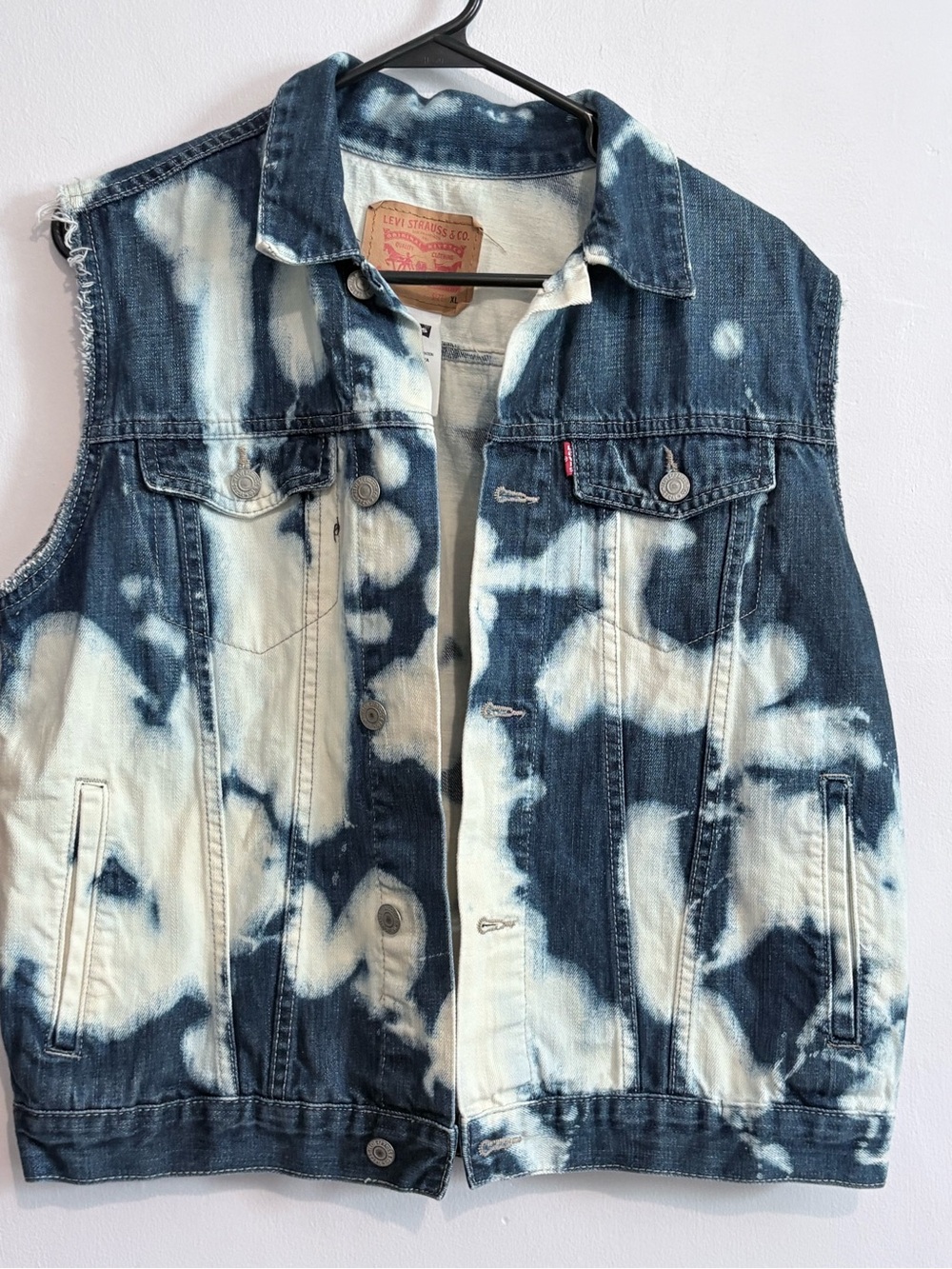 Levi's Kids Blue & White Tie-Dye Denim Vest - Sleeveless Jean Jacket